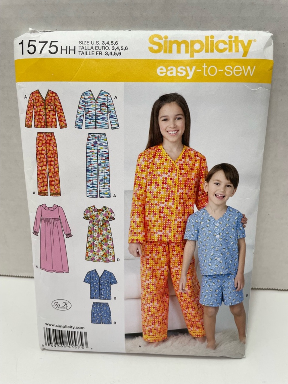 Simplicity Easy to Sew Kids Pajama Set Pattern, Sizes 3-6